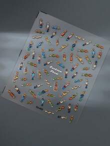 susan notes 1pc 5D Embossed Gold & Silver Four-Pointed Star Cross Colorful Jelly Nail Art Sticker, DIY Nail Decor - Multicolor - View 7