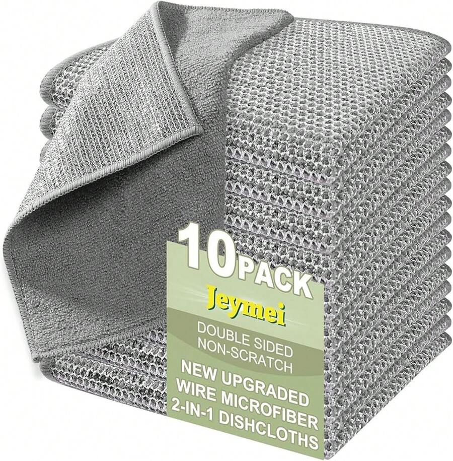10 Counts Multipurpose Wire Dishwashing Rag,Non Scratch Wire Dishcloth ...