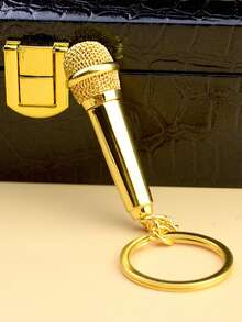 1pc Microphone Keychain, Mini Realistic Replica Microphone Prop For Performers Car Accessories Bag Charm - Multicolor - View 3