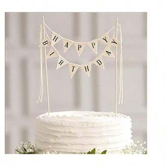 1pc Cake Decoration Topper, Happy Birthday, Just Married Cake Banner, Colorful Double-Sided Flags, White Flag, Cake Toppers