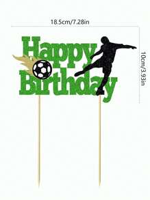 Football Happy Birthday Paper Cake Topper, Sports Themed Birthday Party Decorations For Boys