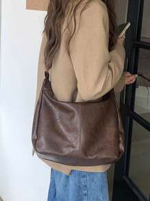 Bolsa de hombro de estilo retro elegante y versátil de alta capacidad con correa ajustable, adecuada para viajes al aire libre, compras, oficina, trabajo, estudiantes universitarios, uso diario