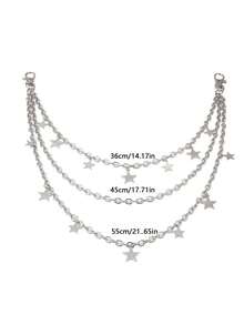 1件朋克风时尚腰链，酷炫双层裤链，金属双层链，裙子嘻哈配饰裤链，夏季校园风 - 彩色 - 查看 3