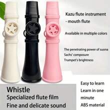 Kazoo - Portable Resin Kazoo With Star Decoration, 5 Colors (Light Blue/Pink/Red/Beige/Black) - Beginner-Friendly Wind Instrument For Travel And Home Practice - Perfect Gift For All Skill Levels