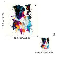 1 pièce/2 pièces/3 pièces Autocollants de chien Border Collie colorés avec bordure - transfert de chaleur DIY, convient pour les T-shirts, jeans, masques et sacs à dos, patches de gilet de chien