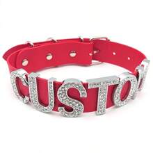 1pc Punk Chunky Big Rhinestone Letters Custom Choker Collar Exaggerated 30MM Wide PU Collar Choose Name Word Chocker Cosplay Personalized Collar Accessories