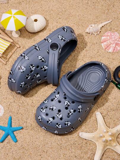 1 đôi dép xăng đan thoải mái, thời trang, nhẹ, kiểu dáng giản dị, hình gấu trúc hoạt hình dễ thương, thoáng khí cho bé trai, thích hợp cho mùa xuân/hè, đi trong nhà, ngoài trời và đi biển.