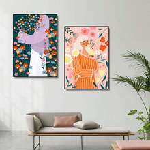 3pcs Modern Abstract Colorful And Vibrant Women's Flower Wall Arts Canvas Posters, High-Definition Printing Optional Frame, Home Decoration Hanging Painting For Living Room, Bedroom, Dining Room ,Wall Art With Frame - Multicolor - View 4