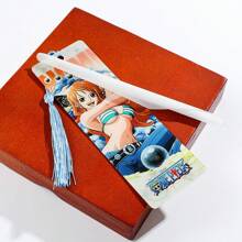 bandai Marcador de livro de acrílico One Piece com borla, produtos da One Piece, presentes para fãs, material escolar, volta às aulas