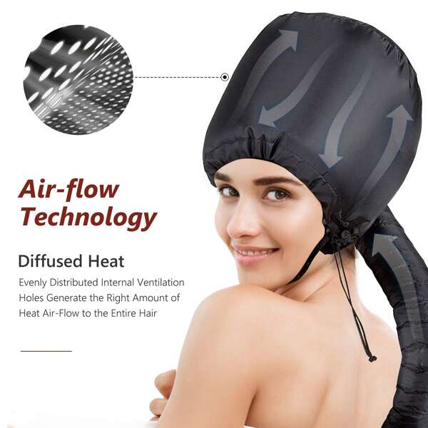 Professional Soft Bonnet Hair Dryer Hood Attachment, Adjustable Heat Cap Diffuser For Home & Travel Use, Overheat Protection & Universal Nozzle Fit, Accelerate Deep Conditioning, Curl Setting, Blowout Styling & Chemical Treatments, Compact Hands-Free Design For Faster Drying With Ionic/Ceramic Technology