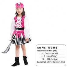 Vestido y ropa de pirata para niñas, disfraz de piratas del Caribe para niños, sin armas - Multicolor - Ver 12
