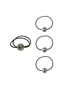4pcs Women Simple Elegant Niche Design Sense Gold Silver Round Hair Circle Senior Sense Tie Hair Elastic Band New Head Rope High Elasticity Does Not Hurt Hair Rope Ponytail Holders Hair Elastics Hair Rubber Bands Scrunchies, Hair Bobbles