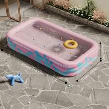 Piscina inflável de 1 peça, piscina dobrável para casa/quintal, piscina de praia ao ar livre, piscina de banho interna, disponível em rosa e azul