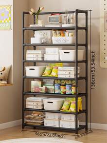1pc 3-7 Tier Storage Rack, Household Snacks And Miscellaneous Items Organizer Rack, Multifunctional Floor-Standing Space Saving Rack, Metal Pipe Structure, Home Decor Recommended For Assembly