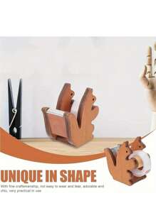 Wooden Craft Tape Seat, Squirrel Iron Teeth, Wooden Grocery Small Rack Back To School