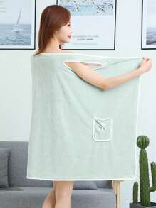 1 Piece Of Women's Large Bath Towel, Soft And Thick Bathroom Towel, Wearable Bath Towel With Pocket, Super Soft And Absorbent, Bath Towel And Shoulder Strap Shower Skirt Bathroom, Beach, Swimming, Changing Clothes, Ideal Household Items, Beach Essentials