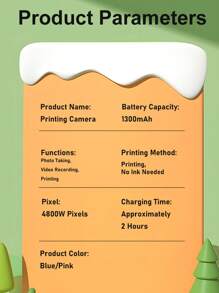 New Instant Camera Digital Camera, Mini Printing Camera Toy High Definition Printing Camera, Best Gift Choice For Christmas, Birthday, Graduation Season (Come With 1 Roll Of Printing Paper)