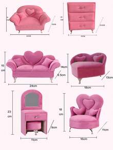 1 Pc Adorable Mini Plush Sofa Shaped Storage Box, Heart Design Gift Box For Women, Suitable For Jewelry, Cosmetics, Electronics Accessories And Jewelry Display - Hot Pink - View 10