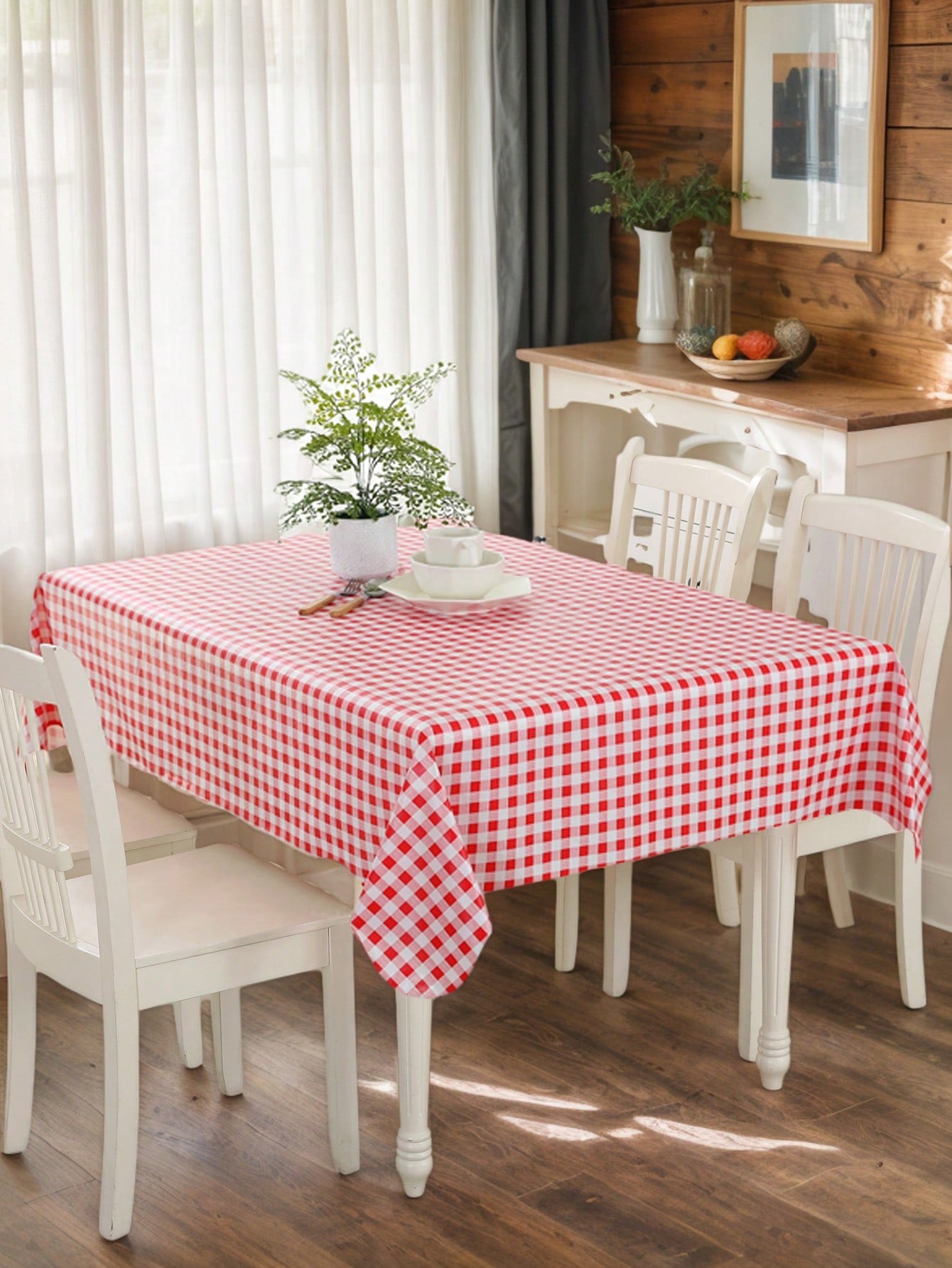 مفرش طاولة مقاوم للماء بنمط مربعات أحمر وأزرق – غط...