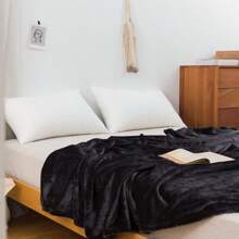 Plaid réversible en flanelle et polaire - 100% polyester tissé, couverture douce et moelleuse légère, pour toutes les saisons, pour canapé et lit, design contemporain unicolore sans impression, artisanat, 250-300 g/m²