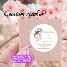 Pegatinas redondas personalizadas para recuerdos de , etiquetas personalizadas para recuerdos de , etiquetas de primera comunión, etiquetas de con rosas, etiquetas de agradecimiento, útiles escolares, regreso a la escuela - Multicolor - Ver 1
