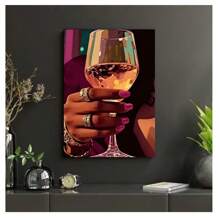 1pc Frameless Pink African American Fashion Female Posters Vintage Painting Printing Wall Arts Modern Living Room Bedroom Dormitory Study Bar Coffee Shop Wall Decoration Home Decoration ,Wall Art With Frame