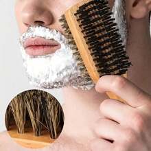 Boar Bristle Beard Brush, Double-Sided, Soft Nylon Bristles, Men's And Women's Hair Restoring Shine, For Short Curly Dry Hair, Gentle For Facial Hair Care, Warp Resistant Body