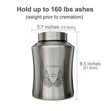 Large Cremation Urns For Adult Human Ashes, Angel Wings In Loving Memory Decorative Funeral Burial Urn For Male Female Ashes With Velvet Bag - Bạc - Xem 6