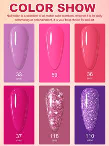 coscelia 6PCS Glitter Nail Gel Polish Set 7ML Pink Gold Purple Blue Grey Soak Off Gel Nail Polish Needed For Nail UV/LED Lamp, Long Lasting And Gloss Shine For All Seasons Women DIY Nail Art Salon At Home