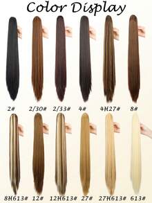 合成长直爪夹马尾接发片耐热马尾发片女士日常节日使用 - 彩色 - 查看 6