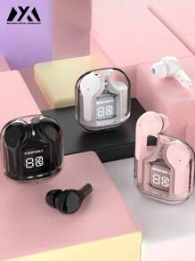 MEIYIXING DIGITAL TECHNOLOGY MEIYIXING Transparent TWS Wireless Earbuds, With LED Power Display Screen, Sports And Exercise In-Ear Headphones, Volume Control, Compatible With Smartphones, Capacitive Microphone, Rechargeable Lithium Polymer Battery, Suitable For Gaming, Music, And Business - Ideal Gift