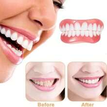 Set de 4 piezas de nuevos soportes dentales mejorados, sin poros, superior e inferior, dentaduras postizas simuladas, decoración de dientes de sonrisa perfecta