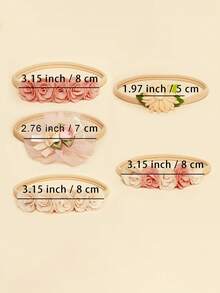Set de 5 scrunchies con flores de rosa dulces para bebé, elásticos suaves sin carga, diseño de pétalos delicados, adorables para uso diario - Multicolor - Ver 4
