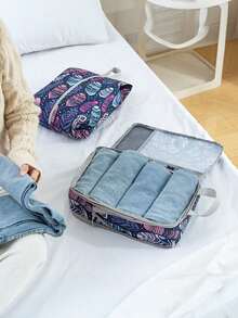 4Pcs/Set High-Quality Print Compression Storage Bag Set, Travel Business Trip Luggage Clothes Organizer Underwear Clothes Organizing Storage Bag - Multicolor - View 9