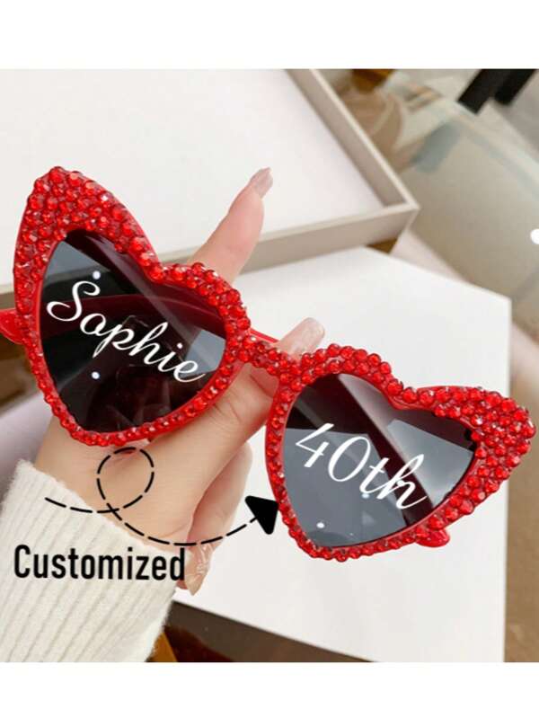 Gafas de moda personalizadas con texto de boda, gafas de estilo con forma de corazón personalizadas, Gafas personalizadas de color rosa para bodas, Video Gafas para fiesta de cumpleaños, Hen Party, Vasos de diseño personalizados, Regalos de temporada de regreso a clases calientes y de verano