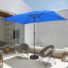 6.5x10 Ft Rectangular Patio Umbrellas Outdoor Market Umbrella With Push Button Tilt And Crank, Rectangle Table Umbrella 6 Sturdy Ribs UV Protection For Pool Garden Backyard Deck, Red - 寶藍色 - 查看 4