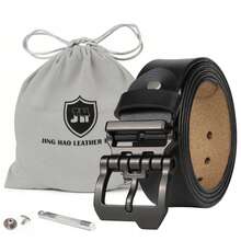 JingHao 1 chiếc thắt lưng nam cỡ lớn, dài 105cm-170cm, cỡ lớn dành cho người cao to, kiểu dáng cao bồi miền Tây, thời trang thường ngày, thắt lưng da màu cà phê, đóng gói quà tặng, quà tặng Ngày của Cha, thắt lưng chơi golf, thắt lưng trang trọng, thắt lưng da thật 100% kiểu dáng cổ điển. - màu đen - Xem 16