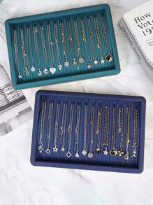 1pc High Quality Jewelry Display Tray, Necklace Pendant, Ring, Earring, Bracelet Organizer Holder, Gold Metal Faux Leather Velvet Jewelry Tray Summer Necessity For Women Storage Organizer Gift Travel Back To School