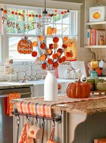 1 pieza/4 piezas/6 piezas Ramas artificiales de calabaza con tallos largos para decoración central en florero durante el Festival de la Cosecha de Otoño y Acción de Gracias, decoración de otoño, decoración del hogar de otoño, decoración de Halloween, decoración de habitaciones, plantas falsas, decoración de cocina