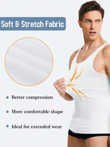 TAILONG 2 Pack Compression Shirt Men Slimming Body Shaper Vest Sleeveless Tank Top Workout Shirts
