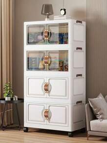 5/4/3/2/1 Tier Storage Cabinet Folding Storage Box, Home Living Room Toy Cabinet, Storage Rack, Snack Cabinet, No Assembly Required, Kitchen Storage Cabinet