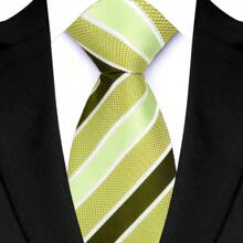 GOADAFOO Corbata de moda de 8 cm de ancho para hombre, de color verde con rayas, flores, cuadros y puntos. Corbata tejida jacquard para novio, negocios, boda y fiesta