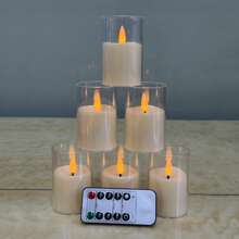 6pcs Set, Flameless Candle Lights With Remote Control & Timer - Premium Gray Electronic Candles, Battery Operated (Batteries Included), Ideal For Romantic Nights, Valentine's Day, Weddings, Eid, Ramadan, Easter - Warm Home Decor, Unbreakable Acrylic Candles, Suitable For Home, Bedroom, Weddings, Proposals, Christmas, Halloween, Company Dinners/Parties