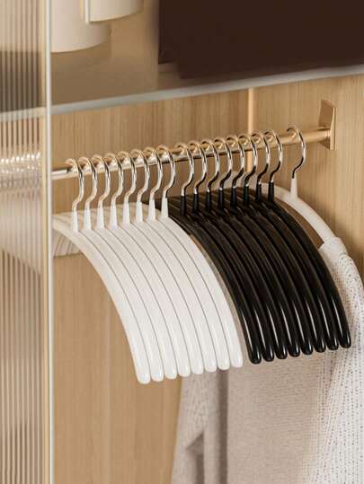 5pcs Light Luxury Heavy Duty Semi-Circular Impregnated Plastic Hangers, Anti-Slip Thick Style For Clothes, Durable Wardrobe Supports, Ideal For Home, Dorm Room, Bedroom, And Laundry Area, Dual-Use For Dry And Wet Garments, Space-Saving Display And Organization, Perfect For Spring Cleaning, Spring Wardrobe Refresh, And Everyday Outfit Curation Meets Busy Family And Small Apartment Needs
