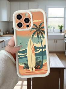 海滩 1 件椰子树图案加厚手机壳带通风孔，防摔，兼容 11 Pro Max/12 Pro Max/13 Pro Max/14 Pro Max/15 Pro Max/16 Plus/16 Pro Max、16E、Galaxy A55/A15/S24 Ultra、Redmi、OPPO/Realme、VIVO、Infinix、Honor、MOTO、One Plus - 白色 - 查看 1