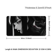1 grote Anime Girls and Demons gaming-muismat met cool zwart design - dikke, antislip rubberen basis, gemakkelijk schoon te maken, nauwkeurige randen, rechthoekige bureau-onderlegger voor gamers en op kantoor, bureau-onderlegger, opvallend karakterontwerp, gemakkelijk schoon te maken oppervlak