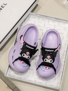 Sanrio 3 piezas Zapatillas perforadas con personajes de Sanrio, zapatos de agua para exteriores para mujeres
