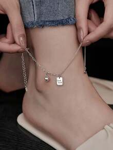 1pc Good Luck Beaded Anklet, Suitable For Women Daily Wear - Silver - View 1