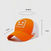 1 pieza Gorra de béisbol de malla transpirable con estampado, sombrero versátil protector solar, gorra deportiva casual ajustable