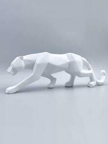 Black & White Leopard Statue, Leopard Sculpture, Large Animal Statue, Abstract Geometric Style Resin Indoor Decor Gift - Multicolor - View 5